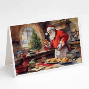 Caroline's Treasures DAC3307GCA7P Cookies with Santa Claus Greeting Cards Pack of 8 Blank Cards with Envelopes Whimsical A7 Size 5x7 Blank Note Cards