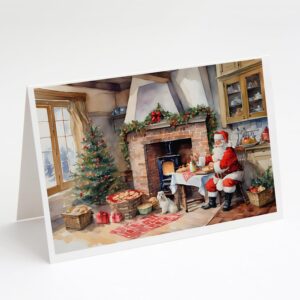 Caroline's Treasures DAC3287GCA7P Cookies with Santa Claus Greeting Cards Pack of 8 Blank Cards with Envelopes Whimsical A7 Size 5x7 Blank Note Cards