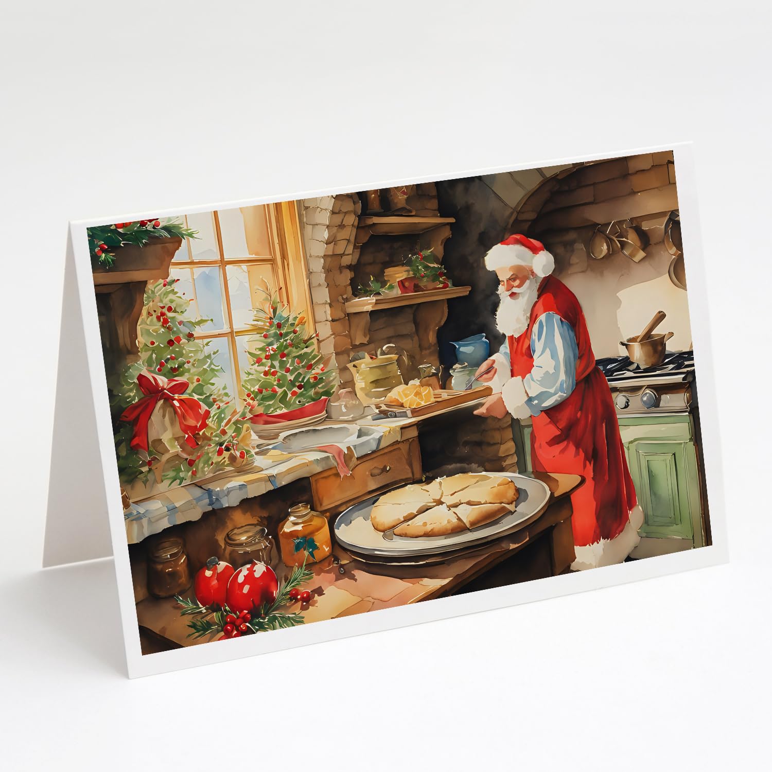 Caroline's Treasures DAC3315GCA7P Cookies with Santa Claus Greeting Cards Pack of 8 Blank Cards with Envelopes Whimsical A7 Size 5x7 Blank Note Cards