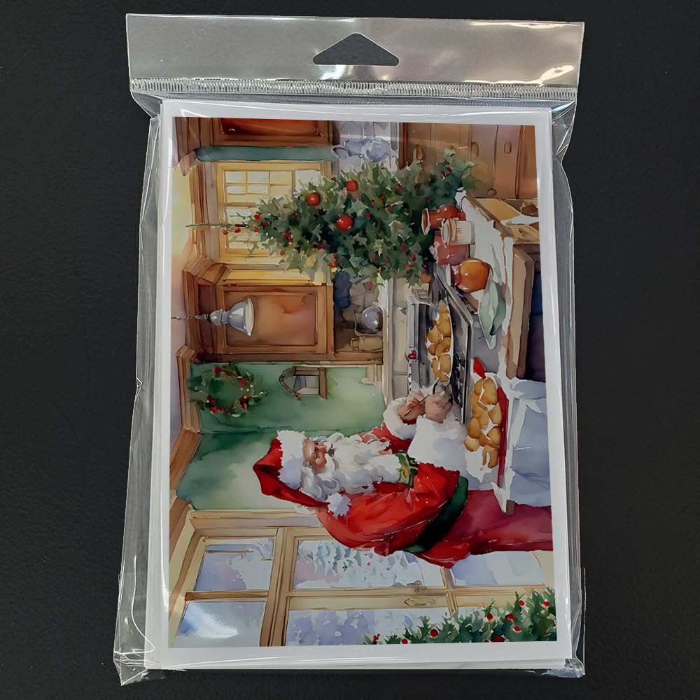 Caroline's Treasures DAC3294GCA7P Cookies with Santa Claus Father Christmas Greeting Cards Pack of 8 Blank Cards with Envelopes Whimsical A7 Size 5x7 Blank Note Cards