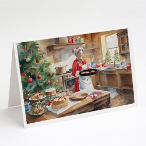 Caroline's Treasures DAC3298GCA7P Cookies with Santa Claus Mrs. Claus Greeting Cards Pack of 8 Blank Cards with Envelopes Whimsical A7 Size 5x7 Blank Note Cards