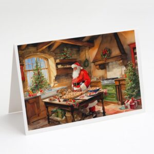 Caroline's Treasures DAC3293GCA7P Cookies with Santa Claus Father Christmas Greeting Cards Pack of 8 Blank Cards with Envelopes Whimsical A7 Size 5x7 Blank Note Cards