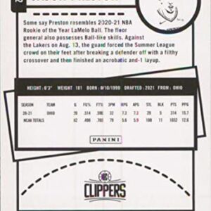 2021-22 NBA Hoops #242 Jason Preston RC Rookie Los Angeles Clippers Official Panini Basketball Card (Stock Photo Shown, card is straight from Pack and Box in Raw Ungraded Condition)