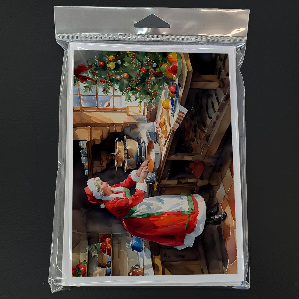 Caroline's Treasures DAC3300GCA7P Cookies with Santa Claus Mrs. Claus Greeting Cards Pack of 8 Blank Cards with Envelopes Whimsical A7 Size 5x7 Blank Note Cards