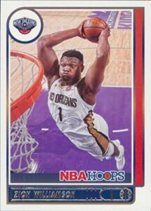 2021-22 nba hoops #84 zion williamson new orleans pelicans official panini basketball card (stock photo shown, card is straight from pack and box in raw ungraded condition)