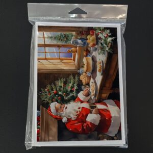 Caroline's Treasures DAC3291GCA7P Cookies with Santa Claus Greeting Cards Pack of 8 Blank Cards with Envelopes Whimsical A7 Size 5x7 Blank Note Cards