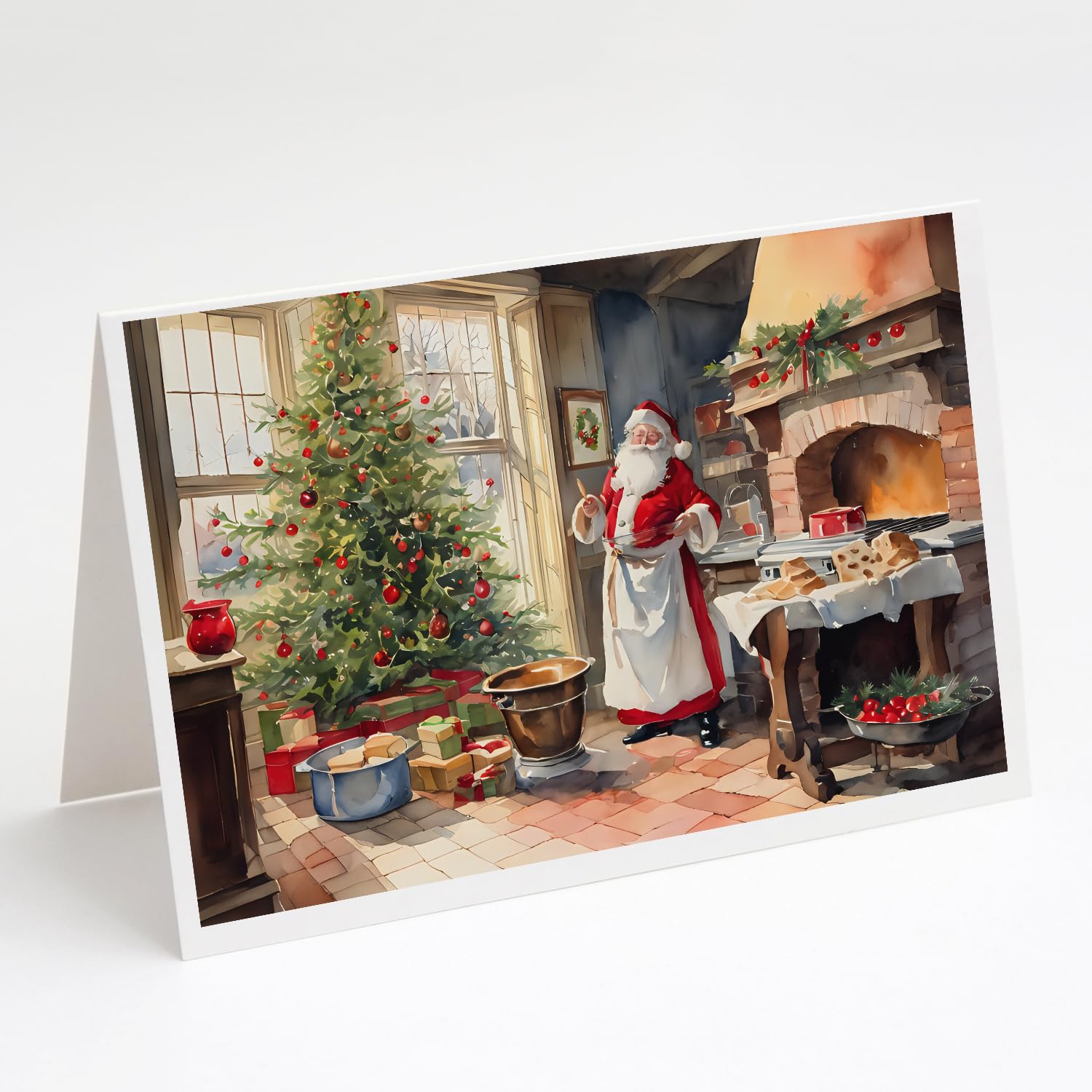 Caroline's Treasures DAC3306GCA7P Cookies with Santa Claus Greeting Cards Pack of 8 Blank Cards with Envelopes Whimsical A7 Size 5x7 Blank Note Cards