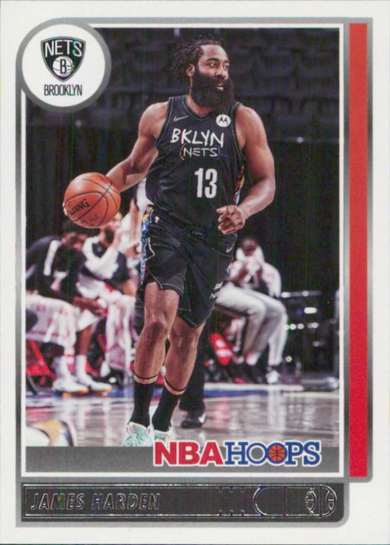 2021-22 NBA Hoops #67 James Harden Brooklyn Nets Official Panini Basketball Card (Stock Photo Shown, card is straight from Pack and Box in Raw Ungraded Condition)