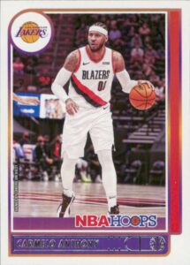 2021-22 nba hoops #101 carmelo anthony los angeles lakers official panini basketball card (stock photo shown, card is straight from pack and box in raw ungraded condition)