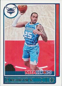 2021-22 nba hoops #170 pj washington jr. charlotte hornets official panini basketball card (stock photo shown, card is straight from pack and box in raw ungraded condition)