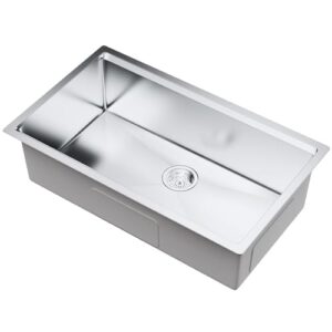 VEVOR Kitchen Sink, 304 Stainless Steel Drop-In Sinks, Undermount Single Bowl Basin with Ledge and Accessories, Household Dishwasher Sinks for Workstation, RV, Prep Kitchen, and Bar Sink, 32 inch