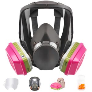 barenzu Full Face Respirator Mask, 6800 Reusable Respirator Mask with Filters, Anti-fog, Organic Vapor Respirator, Ideal for Paint, Dust, Spraying, Chemicals, Epoxy Resin(Includes 4-Pair Filters)