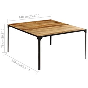 VRAXO Dining Table 55.1"x55.1"x29.9" Solid Mango Wood,Kitchen & Dining Room Tables-85.8lbs