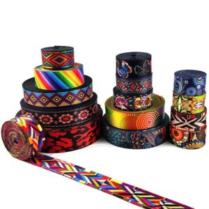 Silk Ribbon for Crafts,2m 38mm 50mm Jacquard Webbing Print Nylon Lace Ribbon Bag Strap Tape Belt Sling Clothing Decoration Band Sewing Accessories (Color : 5)