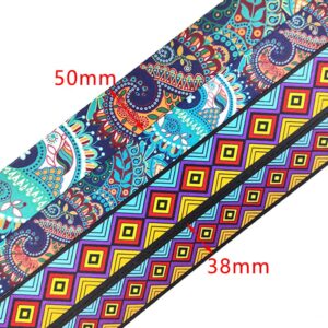 Silk Ribbon for Crafts,2m 38mm 50mm Jacquard Webbing Print Nylon Lace Ribbon Bag Strap Tape Belt Sling Clothing Decoration Band Sewing Accessories (Color : 5)