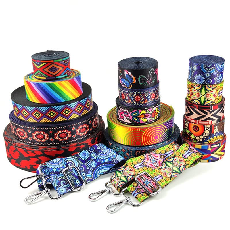 Silk Ribbon for Crafts,2m 38mm 50mm Jacquard Webbing Print Nylon Lace Ribbon Bag Strap Tape Belt Sling Clothing Decoration Band Sewing Accessories (Color : 5)