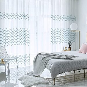 HooHero Nordic Kids Baby 54 Wide Sheer Curtains Window Decor Drape Fabic Voile Zig Zag Embroidery Drapes