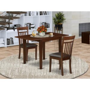 HomeStock Tuscan Temptations Kitchen Table Set for 3-2 Great Kitchen Dining Chairs - A Fabulous Wood Dining Table - Mahogany Color Faux Leather - Mahogany Finish Wood Frame