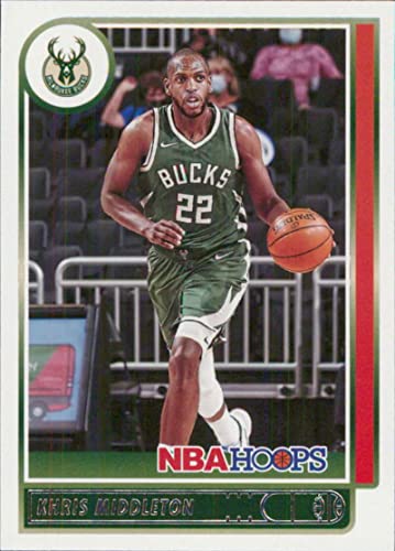 2021-22 NBA Hoops #83 Khris Middleton Milwaukee Bucks Official Panini Basketball Card (Stock Photo Shown, card is straight from Pack and Box in Raw Ungraded Condition)