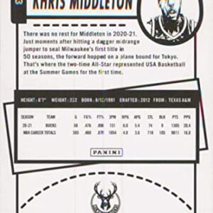 2021-22 NBA Hoops #83 Khris Middleton Milwaukee Bucks Official Panini Basketball Card (Stock Photo Shown, card is straight from Pack and Box in Raw Ungraded Condition)