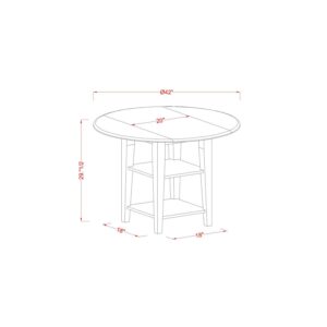 HomeStock Southwestern Sensibilities 5Pc Dining Set Includes A Round Dining Table with Drop Leaves and Four Vertical Slatted Linen Seat Kitchen Chairs, Linen White Finish