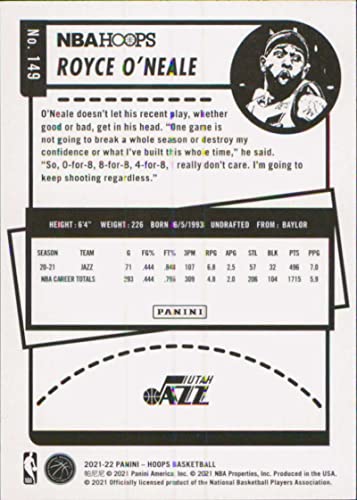 2021-22 NBA Hoops #149 Royce O'Neale Utah Jazz Official Panini Basketball Card (Stock Photo Shown, card is straight from Pack and Box in Raw Ungraded Condition)