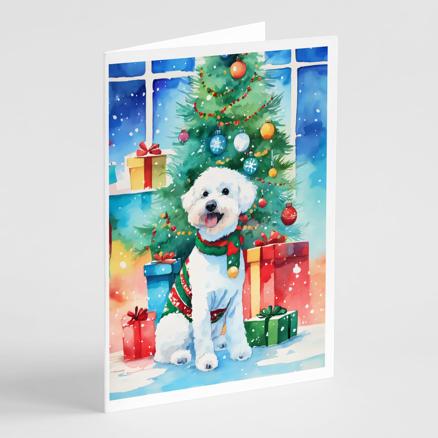 Caroline's Treasures DAC3369GCA7P Bichon Frise Christmas Greeting Cards Pack of 8 Blank Cards with Envelopes Whimsical A7 Size 5x7 Blank Note Cards