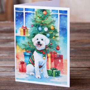 Caroline's Treasures DAC3369GCA7P Bichon Frise Christmas Greeting Cards Pack of 8 Blank Cards with Envelopes Whimsical A7 Size 5x7 Blank Note Cards