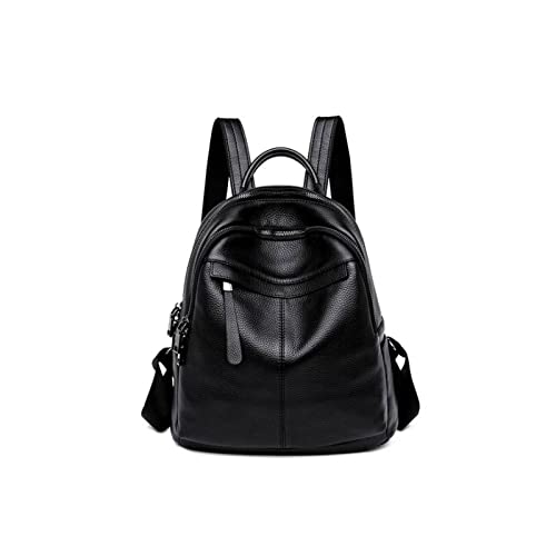 TAPIVA Backpacks Leather Backpack Women Black Top Layer Cowhide Ladies Backpack All-match Soft Leather Handbags