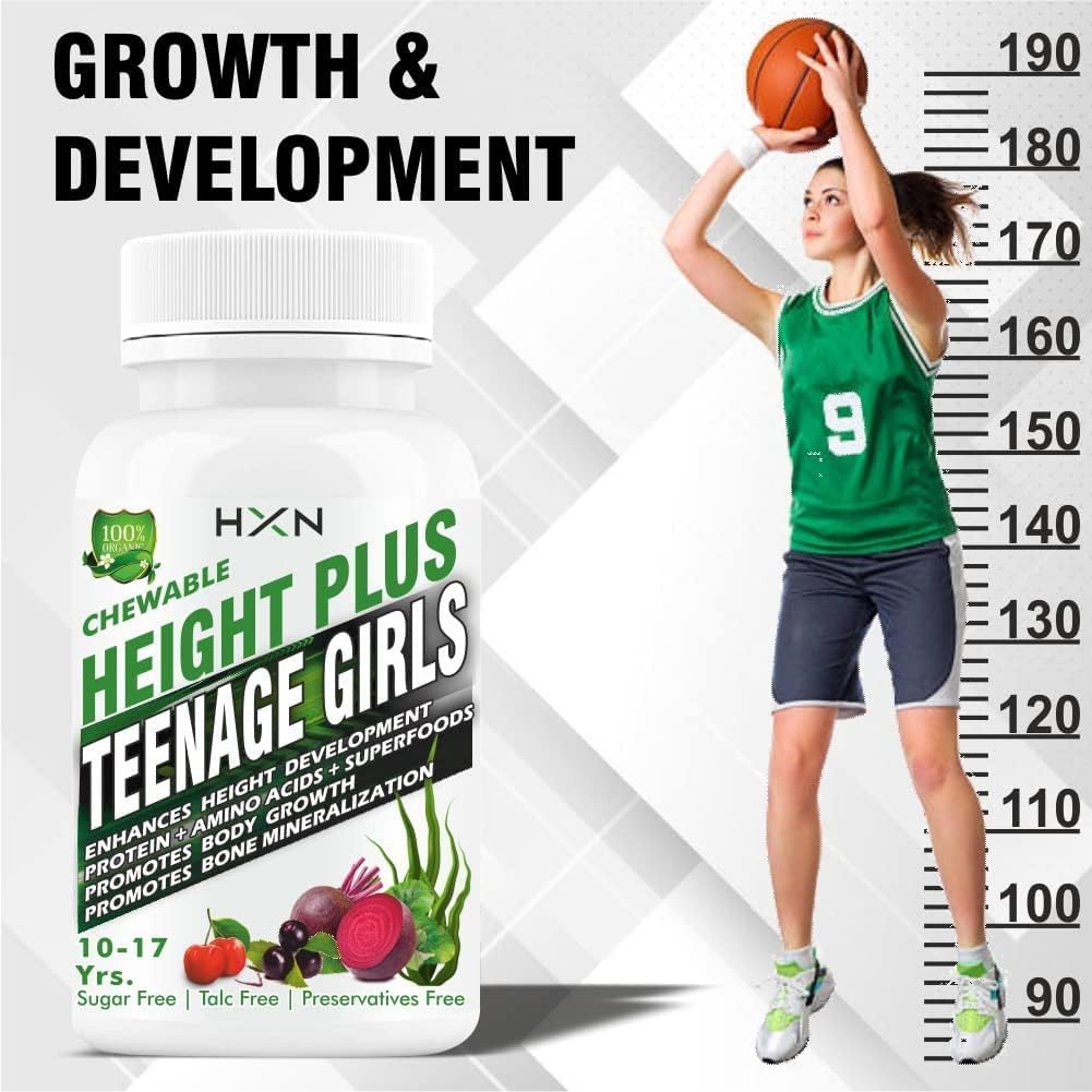 JEVR Height Growth Supplement for Girls with Increase Amino Acids, Ayurvedic Medicine & Herbal Super Foods to Long Bone Mineralization, and Taller Looks- 60 Tablets (10-17 Years, Pack 1)