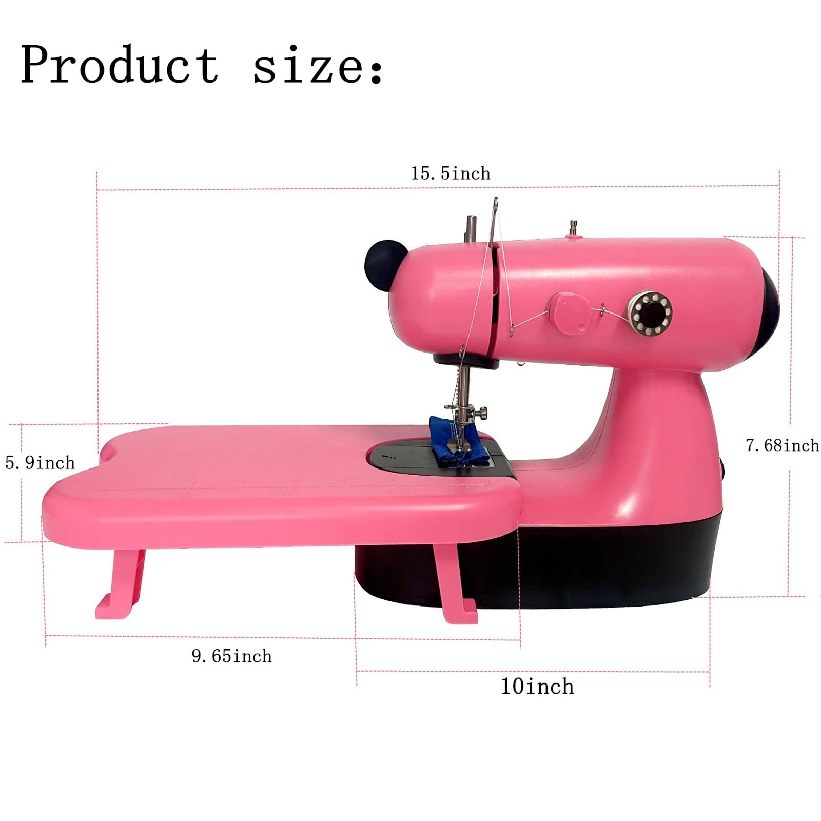 Fbshicung Mini Sewing Machine for Ages 8-12 Kids Beginners, Girls Pink Sewing Machine Lightweight Small Electric with Extension Table,LED Light