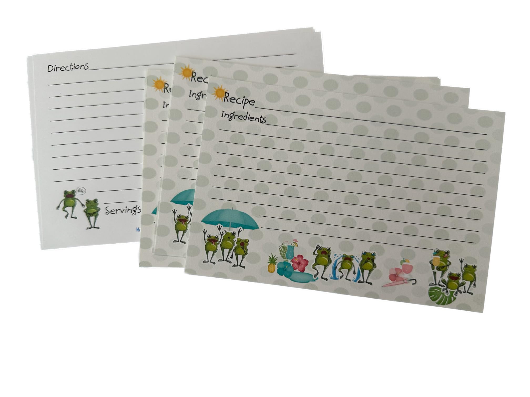 Frolicking Frogs 4x6" Recipe Card Tropical Fun Recipe Card Large Recipe Card Funny Frogs Summer Theme (Pack of 25)