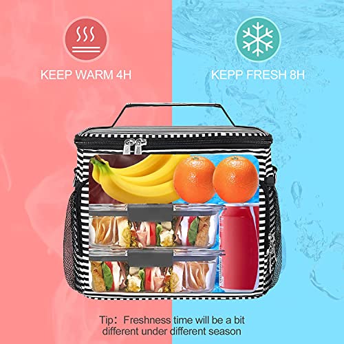 MAXBA Reusable Lunch Box, Insulated Lunch Bag, Office Work Picnic Beach, Lunch Bag for Women, Leak Proof Freezer Bag, Adjustable Shoulder Bag Ladies Lunch Bag