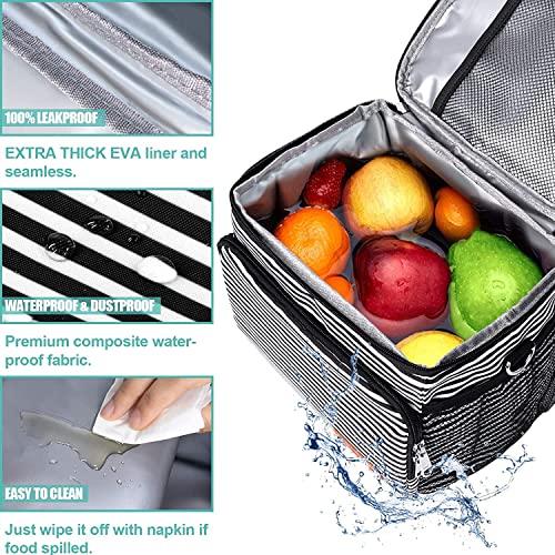 MAXBA Reusable Lunch Box, Insulated Lunch Bag, Office Work Picnic Beach, Lunch Bag for Women, Leak Proof Freezer Bag, Adjustable Shoulder Bag Ladies Lunch Bag