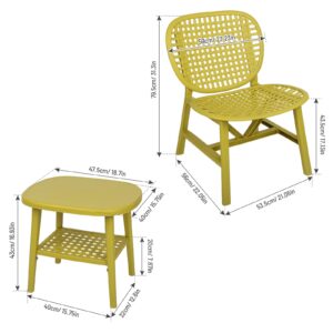 Tidyard 3 Piece Bistro Set, Hollow Design Chairs and Table with Open Shelf, Patio Conversation Set for Balcony Garden Yard Poolside Outdoor Furniture