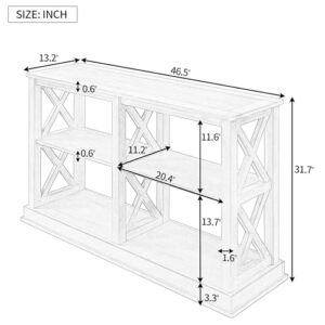 NUPczxg Elegant Console Table with 3-Tier Open Shelves and X Legs,Entryway Table Sofa Table for Hallways, Foyers, and Living Rooms(Black)