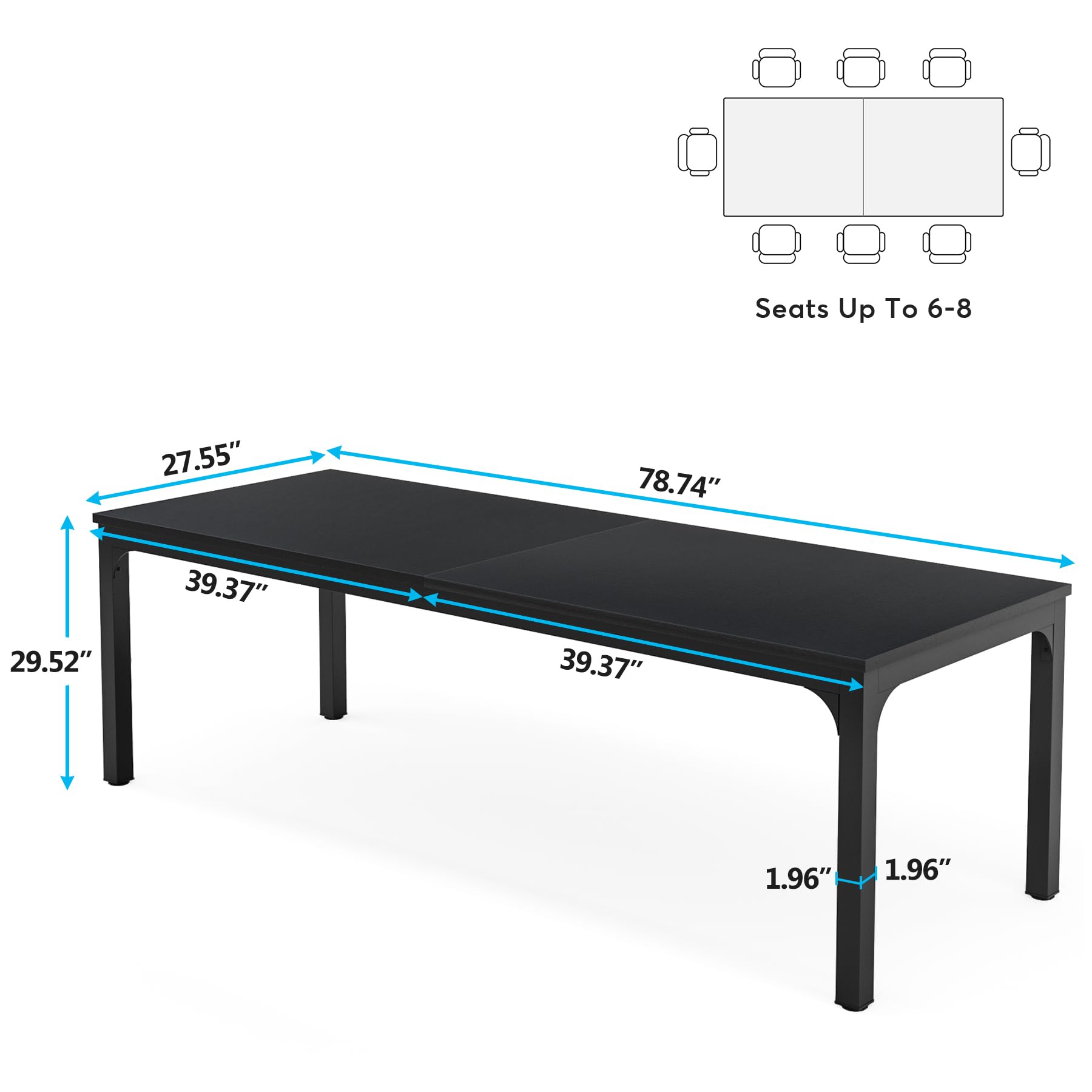 Tribesigns 6.5FT Conference Table, 78.7 Inche Rectangle Meeting Seminar Table, Large Business Tables for 6-8 People (Only Table)