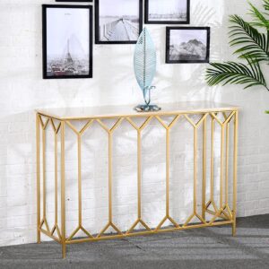 Coffee Table Wrought Iron Console Table, 80cm Marble Narrow Table Foyer Table, Living Room Sofa Table, Decorative Table