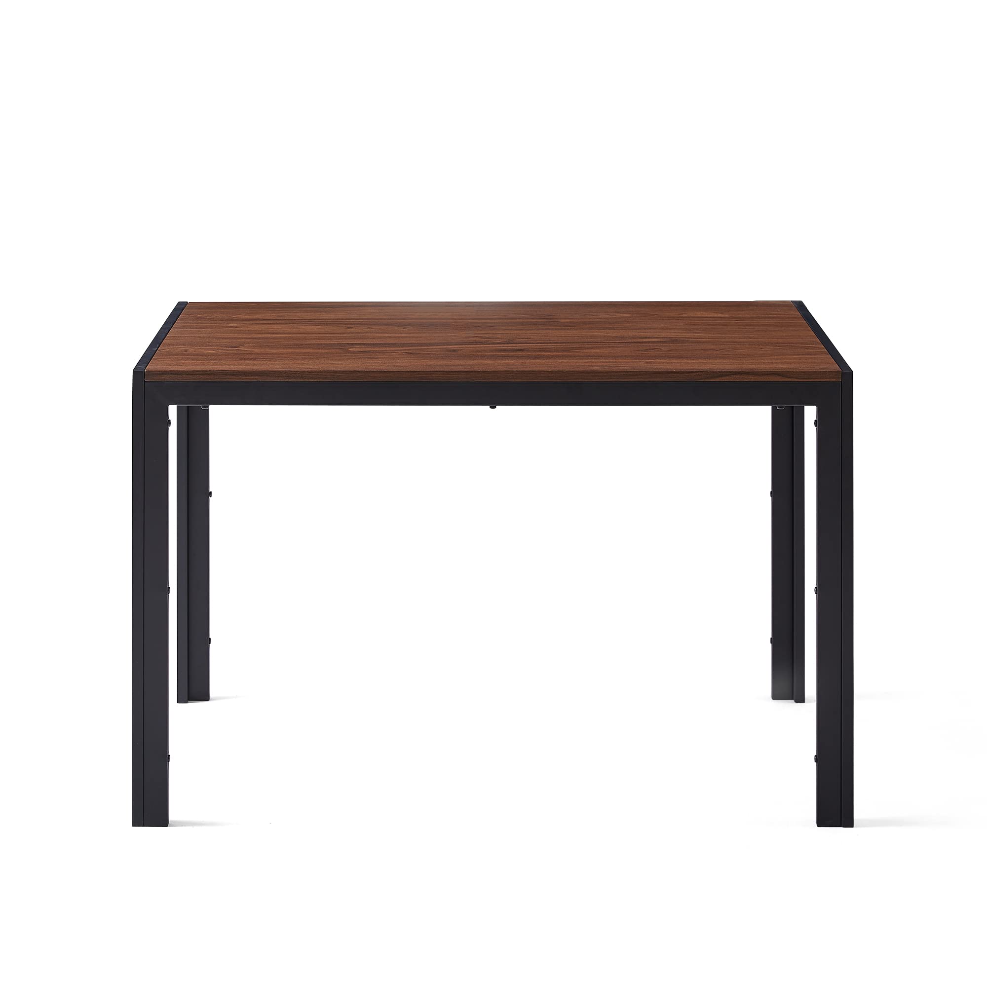 HESIEU Wooden rectangular walnut dining table modern kitchen dining table can accommodate 4-6 people for dining, desk writing table with metal legs suitable for dining room, living room, cafe, canteen