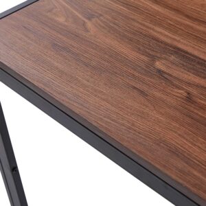 HESIEU Wooden rectangular walnut dining table modern kitchen dining table can accommodate 4-6 people for dining, desk writing table with metal legs suitable for dining room, living room, cafe, canteen