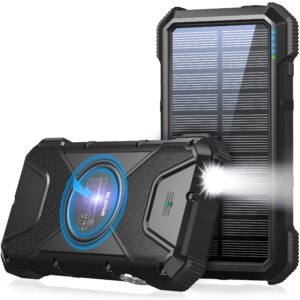 BLAVOR 20000mAh Solar Power Bank 𝗣𝗗𝟭𝟴𝗪 𝐐𝐂𝟑.𝟎 Fast Charging 10W Wireless Charger(Black) Plus 3 in 1 Multi Charging Cable 4FT