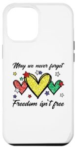 iphone 13 pro max cute afroamerican flag hearts never forget freedom isnt free case