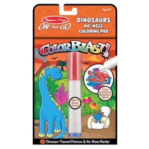 melissa & doug on the go colorblast! travel activity book with no-mess marker - dinosaur - fsc certified