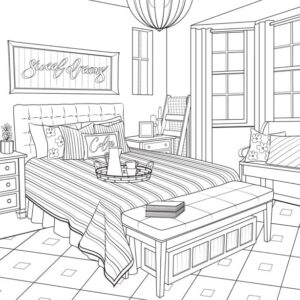 Dream Home: Modern Farmhouse: An Interior Design Coloring Book