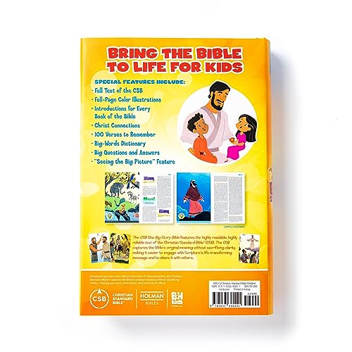 CSB One Big Story Bible, Hardcover, Red Letter, Presentation Page, Study Helps for Children, Christ Connections, Memory Verses, Full-Color Maps, Easy-to-Read Bible Serif Type