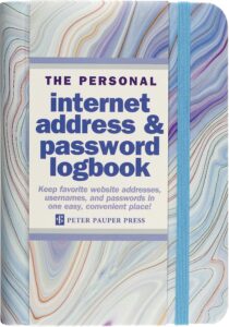 blue agate internet address & password logbook (removable cover band for security)