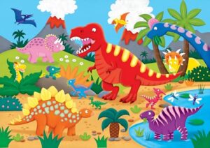 peter pauper press dinosaurs kids' floor puzzle (48 pieces) (36 inches wide x 24 inches high)