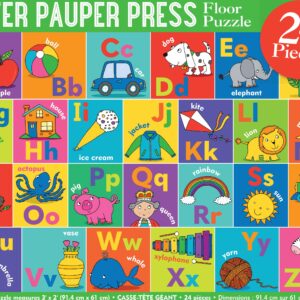 PETER PAUPER PRESS The Alphabet Jumbo Floor Puzzle - Fun and educational puzzle with upper and lowercase letters, first words and pictures. (24 Pieces) (36 inches wide x 24 inches high)