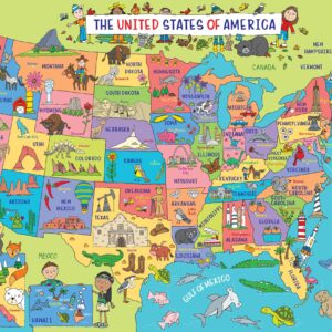 PETER PAUPER PRESS USA Map Jumbo Floor Puzzle - Fun and Educational! Learn Geography, State capitols, and Historic Landmarks. (48 Pieces) (36 inches Wide x 24 inches high)