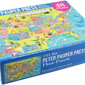 PETER PAUPER PRESS USA Map Jumbo Floor Puzzle - Fun and Educational! Learn Geography, State capitols, and Historic Landmarks. (48 Pieces) (36 inches Wide x 24 inches high)